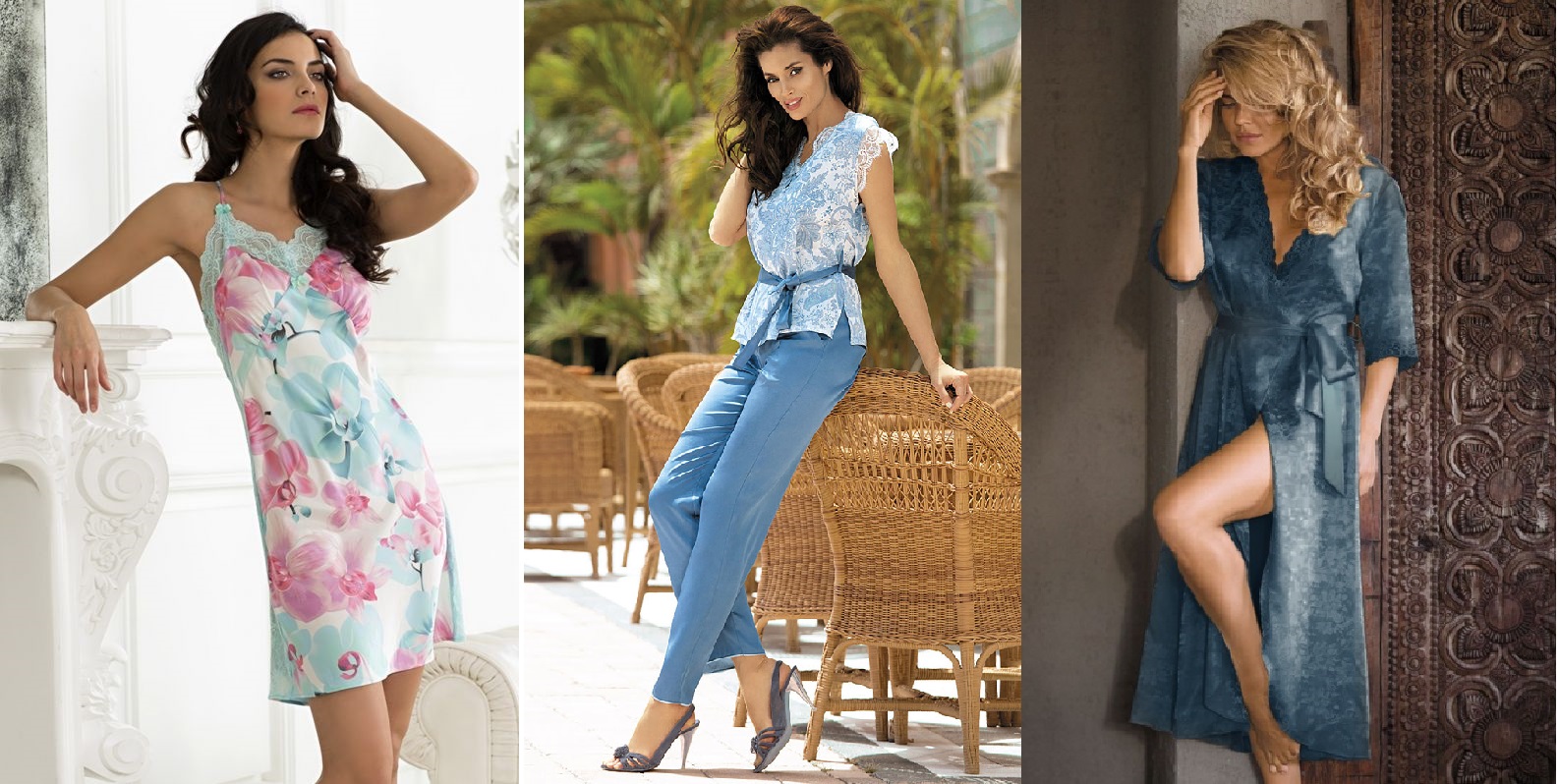 Женские сорочки пижамы комплекты шелк Mia-Mia купить интернет магазин Киев  