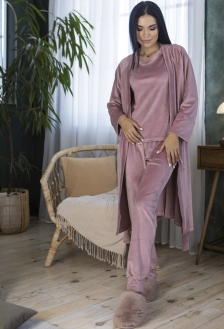 Пижама велюровая с халатом MiaNaGreen Кп1580