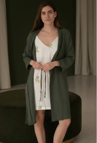 Нічна сорочка з халатом муслін LoomLine 13-36HM