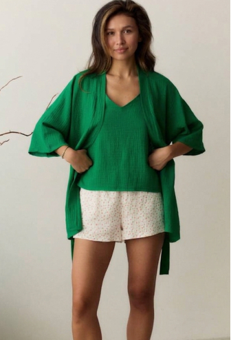 Піжама жіноча з халатом муслін DaLi 14-45GR