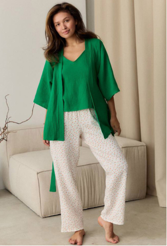 Піжама жіноча з халатом муслін DaLi 14-47GR