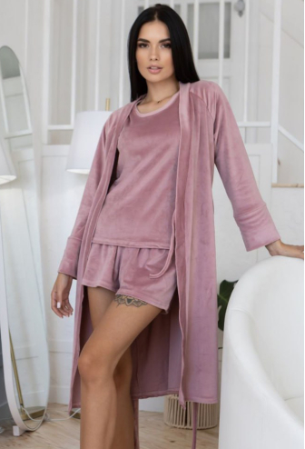 Пижама женская с халатом велюр MiaNaGreen Кп1550ш