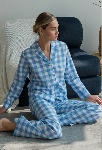 Піжама жіноча бавовна Blue Plaid Forly HL0073-29-69