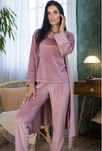 Пижама женская с халатом велюр MiaNaGreen Кп1580