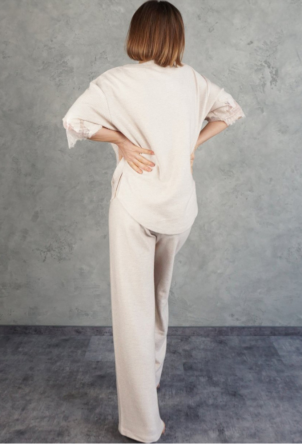 Костюм жіночий трикотажний Hugge Beige rib knit Felena HB-722-720rk фото