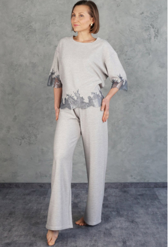 Костюм жіночий трикотажний Hugge Grey rib knit Felena HG-722-720rk