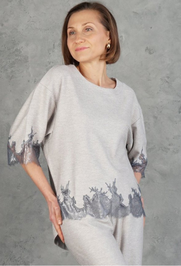 Костюм жіночий трикотажний Hugge Grey rib knit Felena HG-722-720rk фото