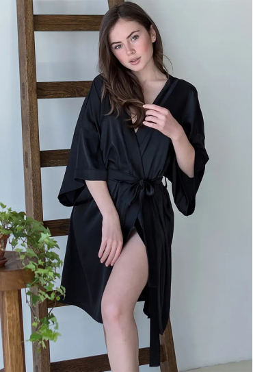 Халат женский шелковый Black Forly SH0006-16-04