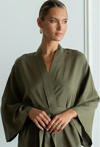 Халат женский шелковый Khaki Forly SL0035-15-04