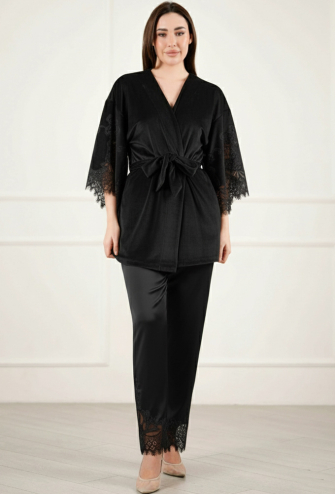 Халат женский велюровый Abu Dhabi Komilfo 2192s/1BL