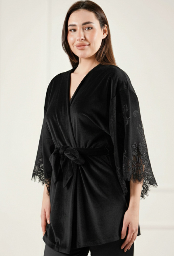 Халат женский велюровый Abu Dhabi Komilfo 2192s/1BL фото