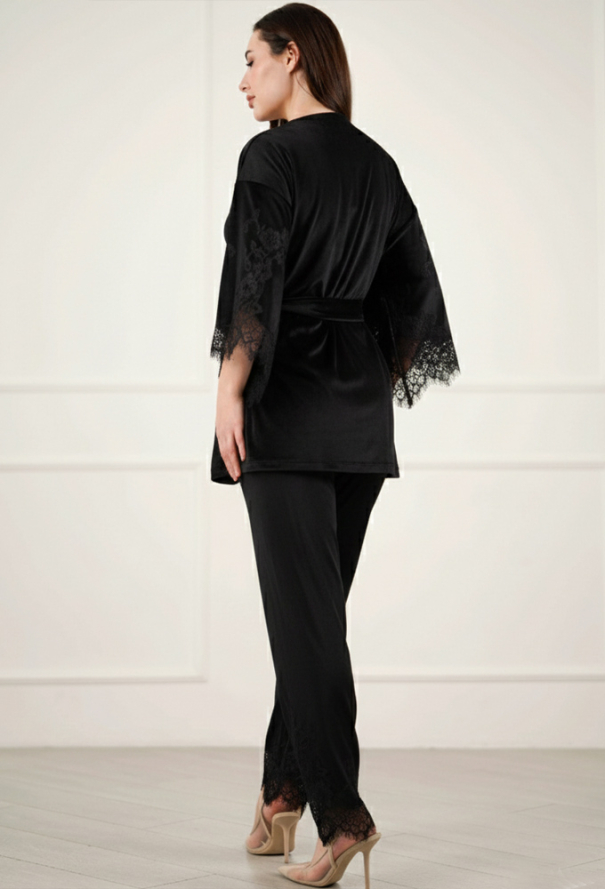 Халат женский велюровый Abu Dhabi Komilfo 2192s/1BL фото