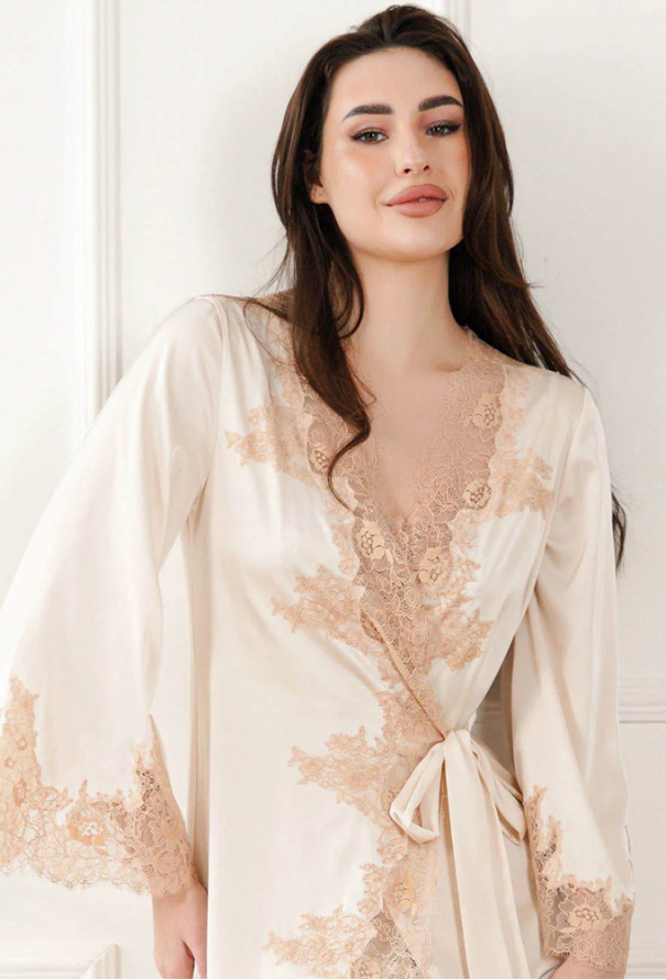 Халат жіночий шовковий Amber Komilfo 2316LBZ фото