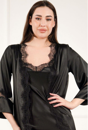 Халат женский шелковый Diamond Komilfo 2317BL