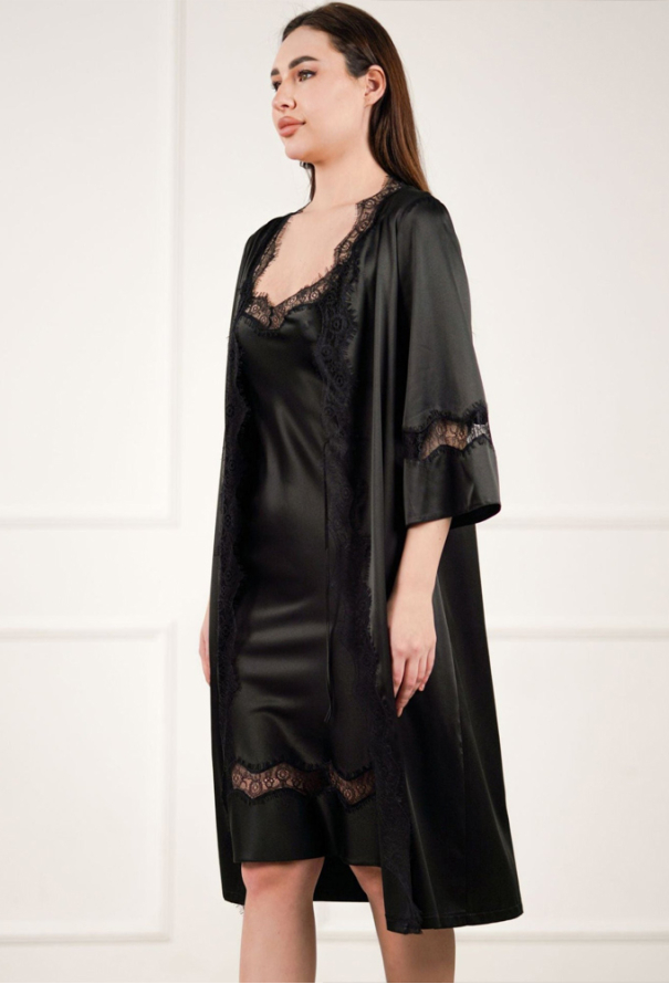 Халат женский шелковый Diamond Komilfo 2317BL фото