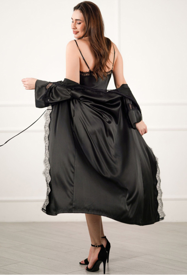 Халат женский шелковый Diamond Komilfo 2317BL фото