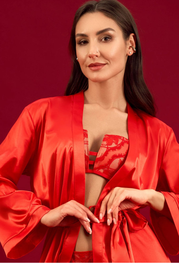 Халат жіночий шовковий Obrana 814-6765KR фото