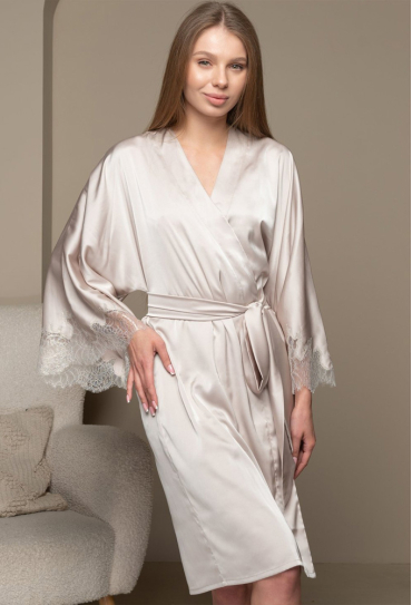 Халат жіночий шовковий Light Grey Felena LG-218