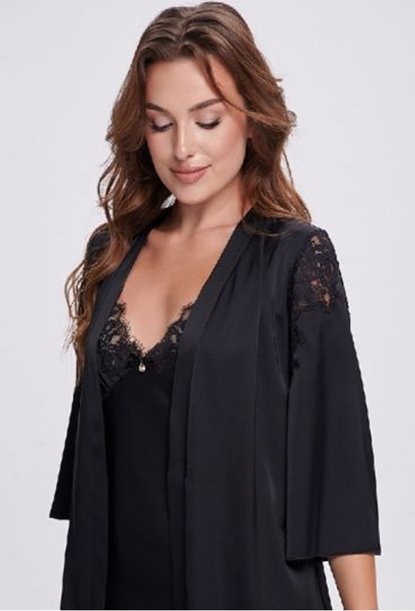 Халат жіночий шовковий Shato 2700/1BL фото