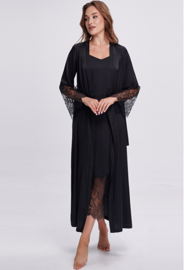 Халат женский шелковый Shato 2702/1BL