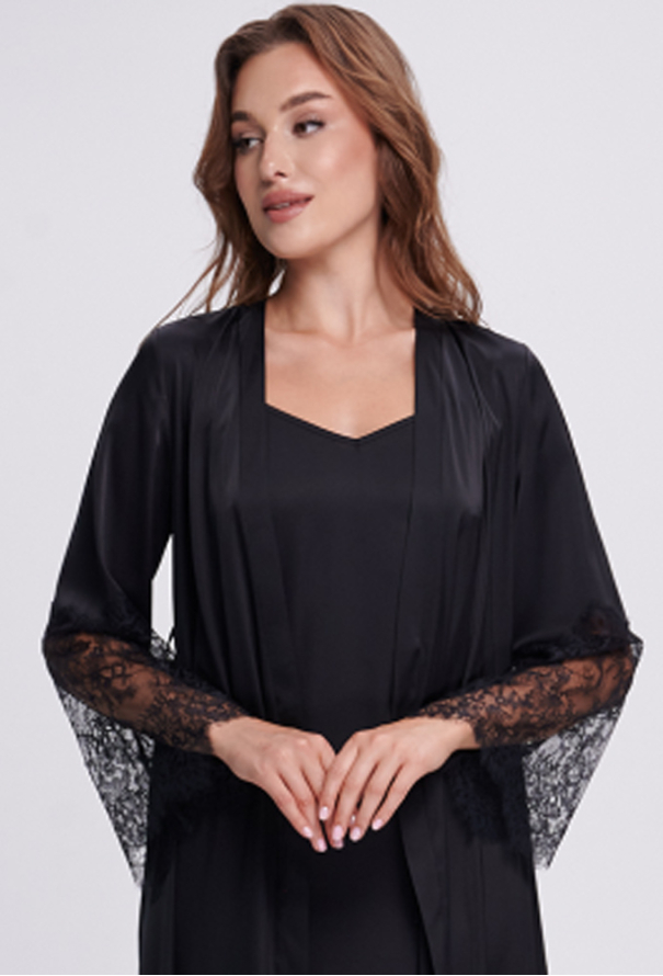 Халат жіночий шовковий Shato 2702/1BL фото