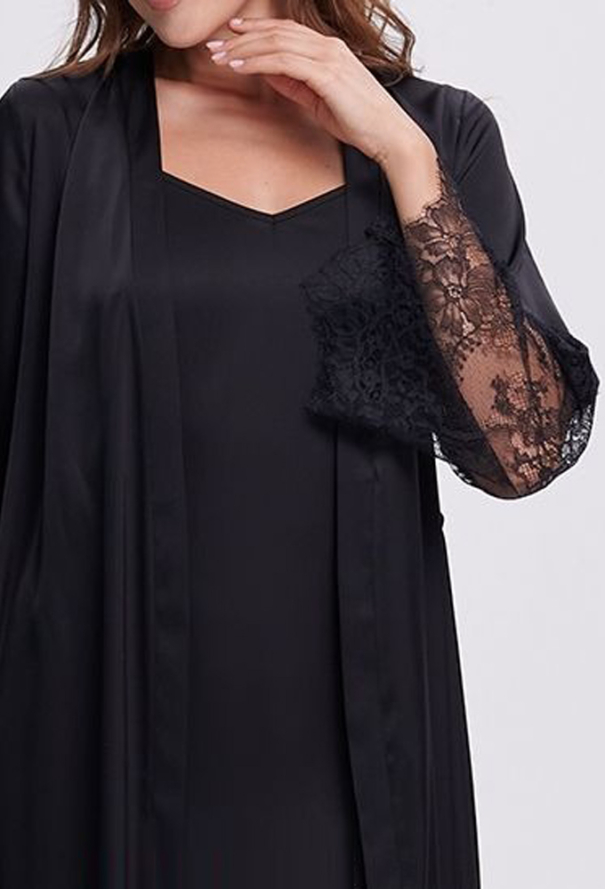 Халат жіночий шовковий Shato 2702/1BL фото