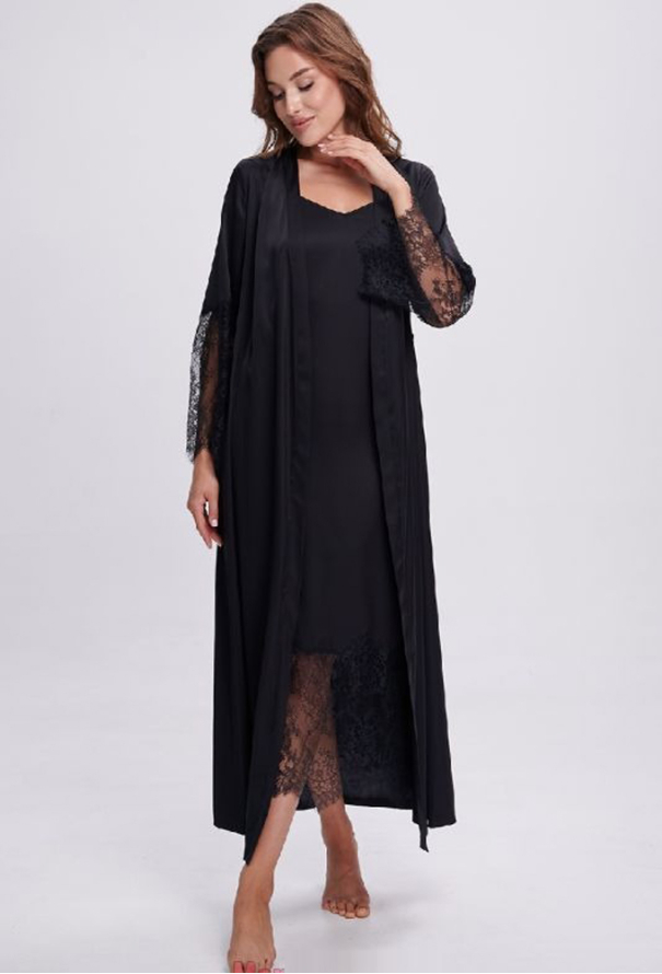 Халат жіночий шовковий Shato 2702/1BL фото