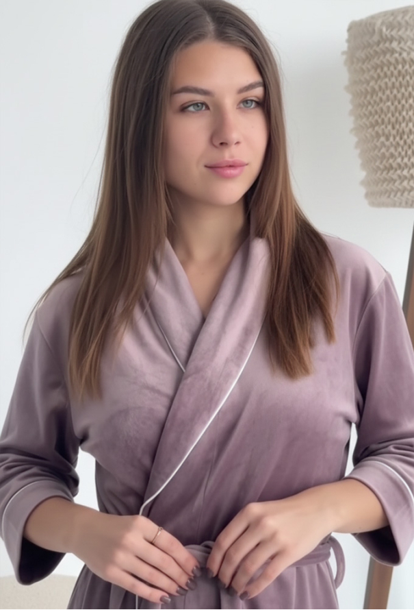 Халат женский велюровый Tomiko 704KP фото