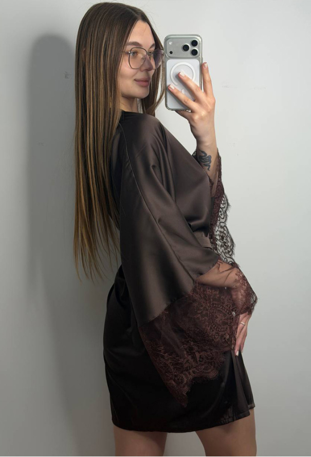 Халат жіночий шовковий V.Velika 283-26BR фото