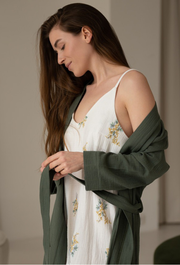 Нічна сорочка з халатом муслін LoomLine 13-36HM фото