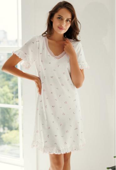 Ночнушка женская хлопок рубчик Розквитай Roksana 1851-42042