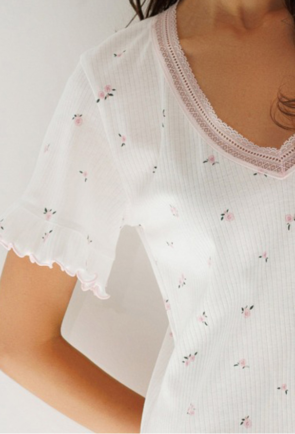 Нічна сорочка бавовна рубчик Розквітай Roksana 1851-42042 фото