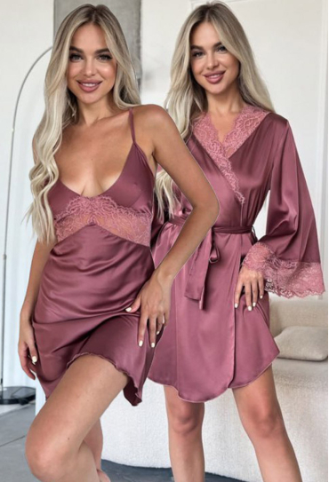 Нічна сорочка з халатом шовк Julia Ulich 321/336-74 Нічна сорочка з халатом шовк Julia Ulich 321/336-74