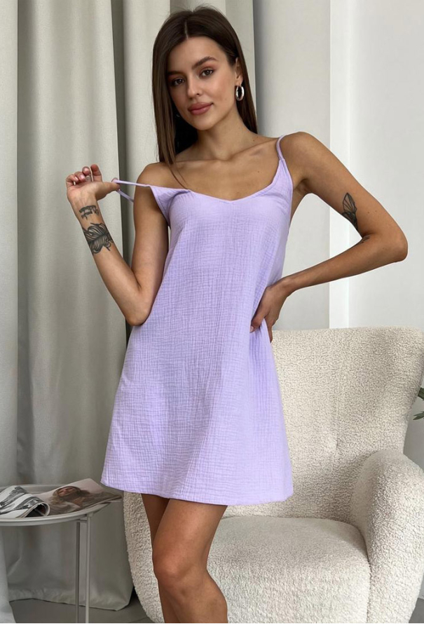 Ночнушка с халатом муслин Lavanda Cosy SetLavanda1 фото