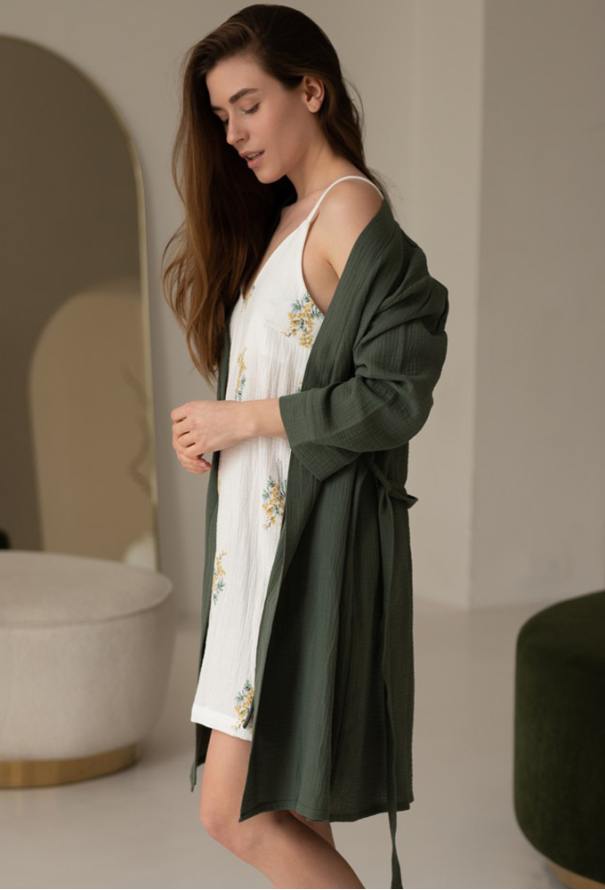 Нічна сорочка з халатом муслін LoomLine 13-36HM фото