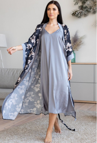 Нічна сорочка з халатом шовк MiaNaGreen Кс399н