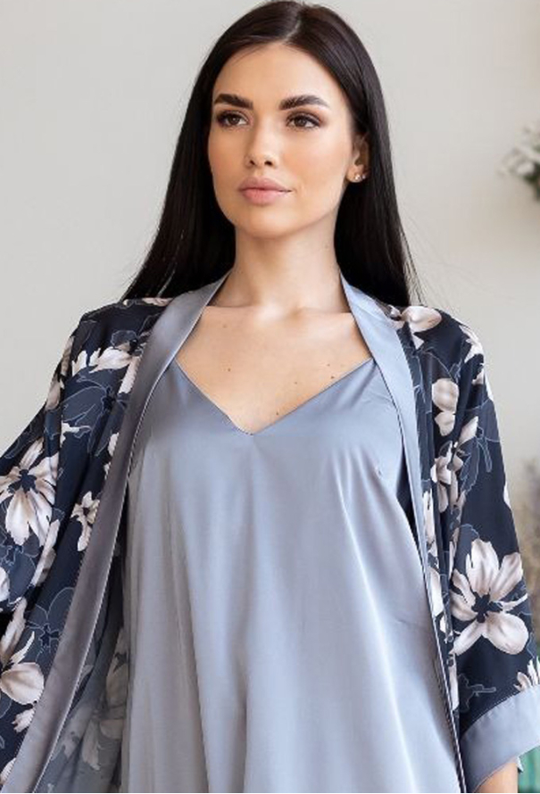 Нічна сорочка з халатом шовк MiaNaGreen Кс399н фото