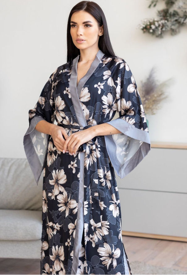 Нічна сорочка з халатом шовк MiaNaGreen Кс399н фото