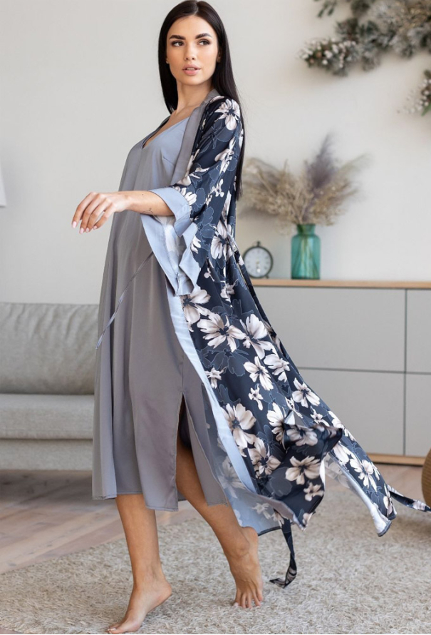 Нічна сорочка з халатом шовк MiaNaGreen Кс399н фото