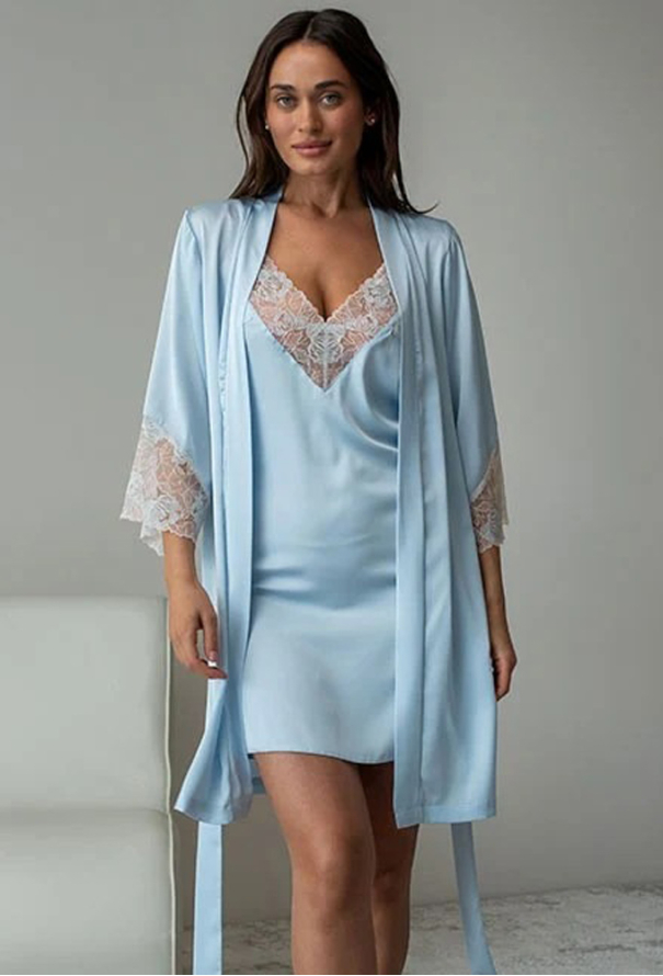 Нічна сорочка з халатом шовк Sheri TimiRilla 17-70 фото