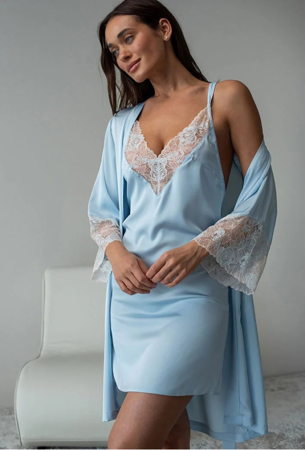 Нічна сорочка з халатом шовк Sheri TimiRilla 17-70 фото
