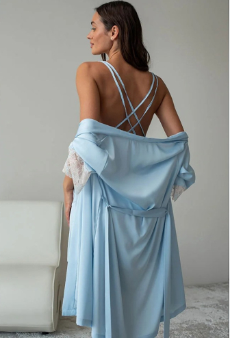 Нічна сорочка з халатом шовк Sheri TimiRilla 17-70