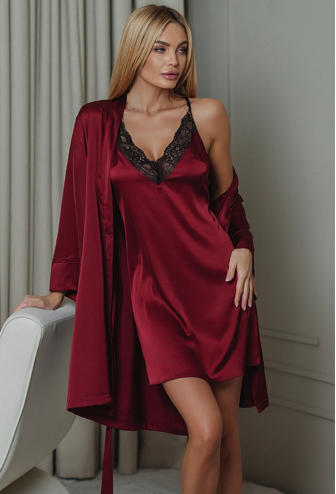 Нічна сорочка з халатом шовк Sheri TimiRilla 17-61MR