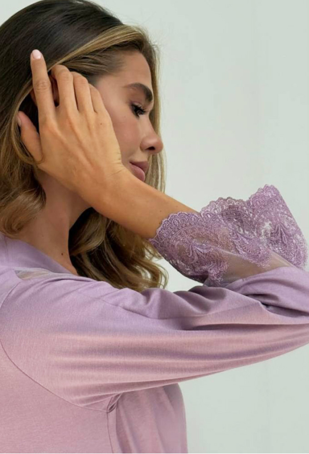 Нічна сорочка з халатом віскоза Violet delux М-3BZV фото