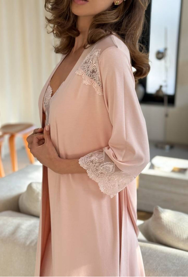 Нічна сорочка з халатом віскоза Violet delux М-2PDV фото