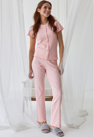 Пижама женская хлопок рубчик Barwa Garments 0369/370PR