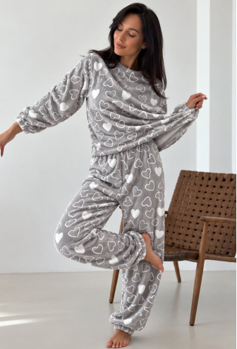 Пижама женская велсофт Сердца Cosy VEL027