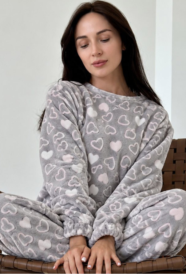 Пижама женская велсофт Сердца Cosy VEL027 фото