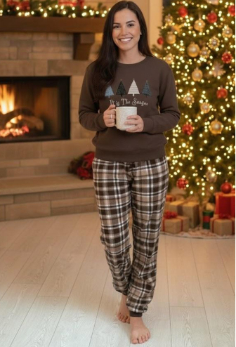 Піжама жіноча байкова Святковий Затишок Cosy KMW51