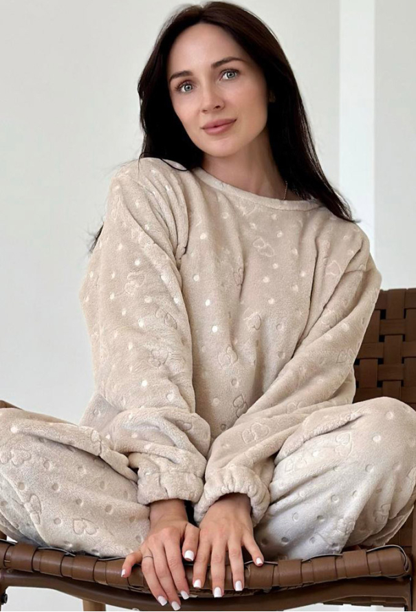 Піжама жіноча велсофт Серця Cosy VEL023 фото